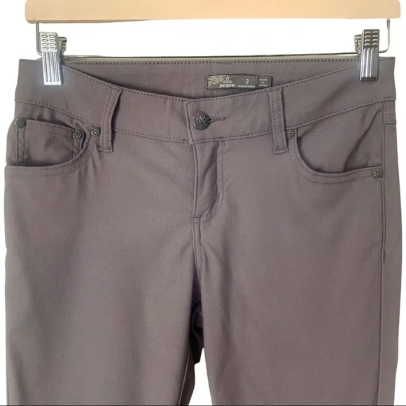 PRANA Brenna Moto Stretch Skinny Pants Mid Rise Gravel Nylon Size 2 - Picture 7 of 15